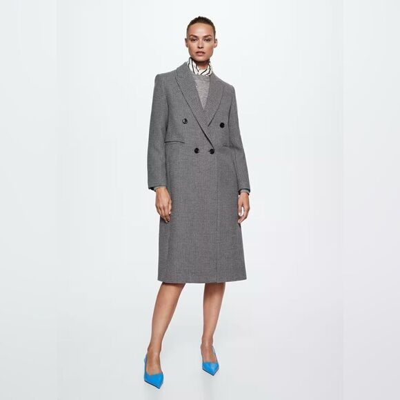 Mango Houndstooth Wool Blend Coat - Picture 11 of 12